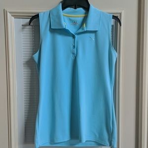 EUC Under Armour sleeveless heat gear golf shirt